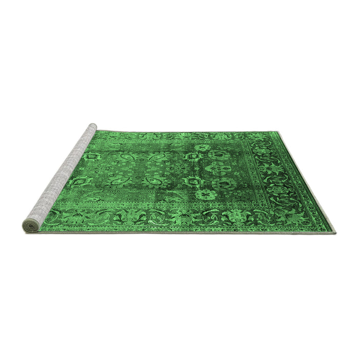 Sideview of Machine Washable Oriental Emerald Green Industrial Area Rugs, wshurb3208emgrn