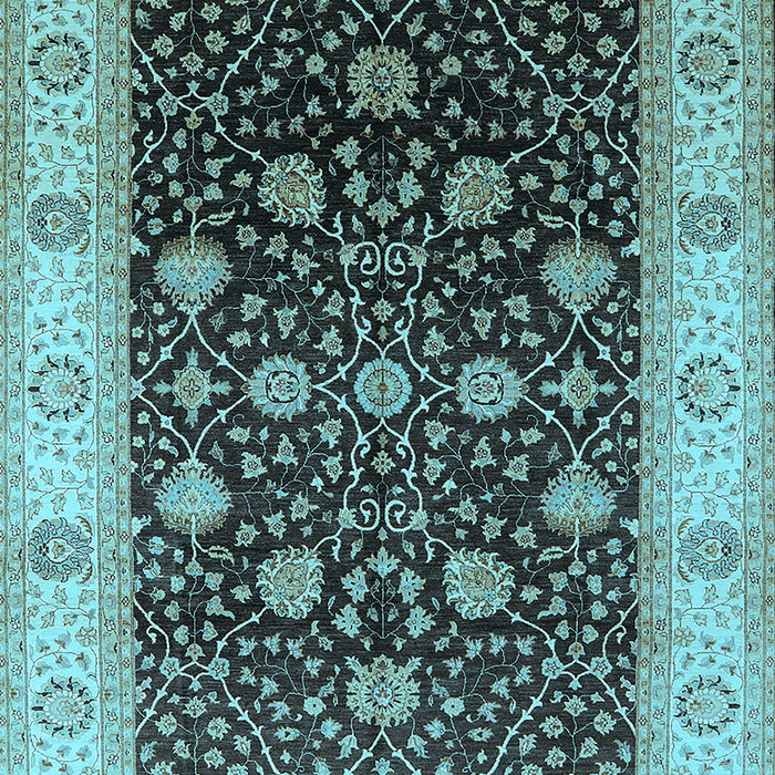 Machine Washable Oriental Light Blue Industrial Rug, wshurb3209lblu