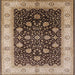 Square Mid-Century Modern Reddish Brown Oriental Rug, urb3209