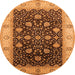 Round Oriental Orange Industrial Rug, urb3209org