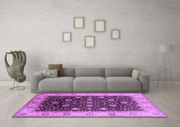 Machine Washable Oriental Purple Industrial Area Rugs in a Living Room, wshurb3209pur