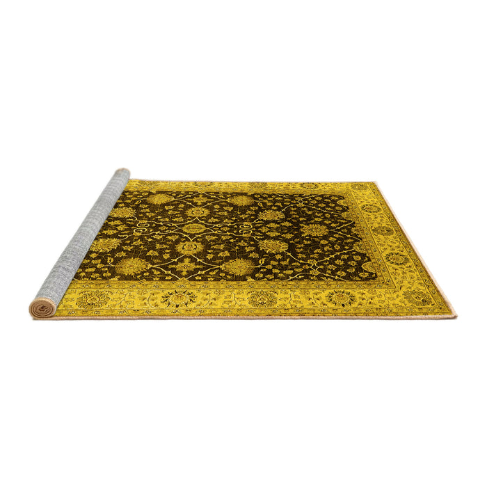 Sideview of Machine Washable Oriental Yellow Industrial Rug, wshurb3209yw