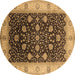 Round Oriental Brown Industrial Rug, urb3209brn