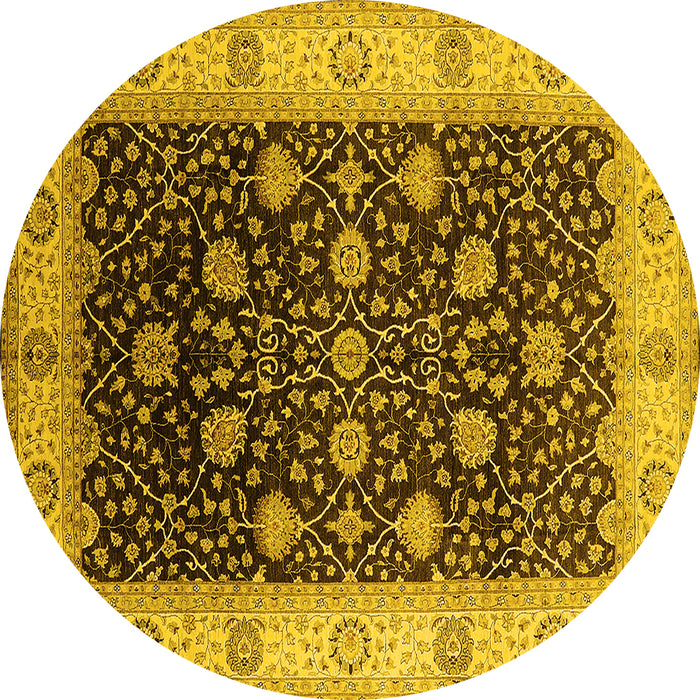 Round Oriental Yellow Industrial Rug, urb3209yw