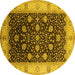 Round Oriental Yellow Industrial Rug, urb3209yw