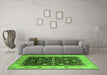 Machine Washable Oriental Green Industrial Area Rugs in a Living Room,, wshurb3209grn