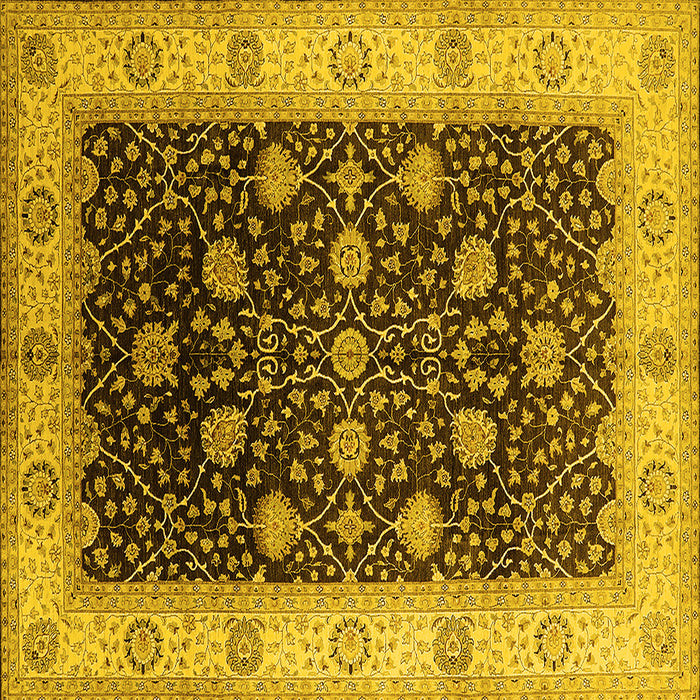 Square Machine Washable Oriental Yellow Industrial Rug, wshurb3209yw