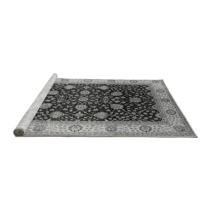 Sideview of Machine Washable Oriental Gray Industrial Rug, wshurb3209gry