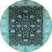 Round Oriental Light Blue Industrial Rug, urb3209lblu