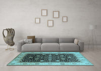 Machine Washable Oriental Light Blue Industrial Rug, wshurb3209lblu