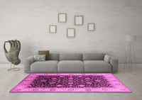 Machine Washable Oriental Pink Industrial Rug, wshurb3209pnk