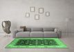 Machine Washable Oriental Emerald Green Industrial Area Rugs in a Living Room,, wshurb3209emgrn