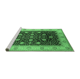Sideview of Machine Washable Oriental Emerald Green Industrial Area Rugs, wshurb3209emgrn