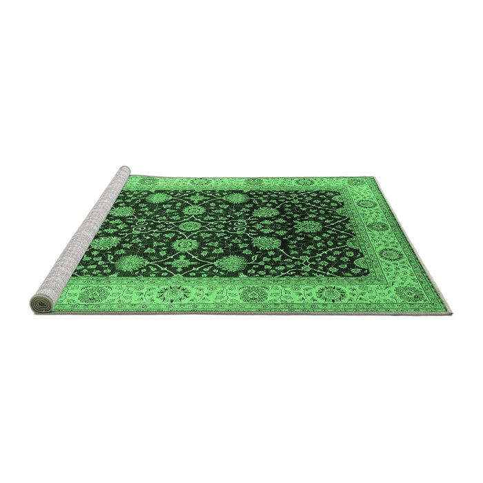 Sideview of Machine Washable Oriental Emerald Green Industrial Area Rugs, wshurb3209emgrn