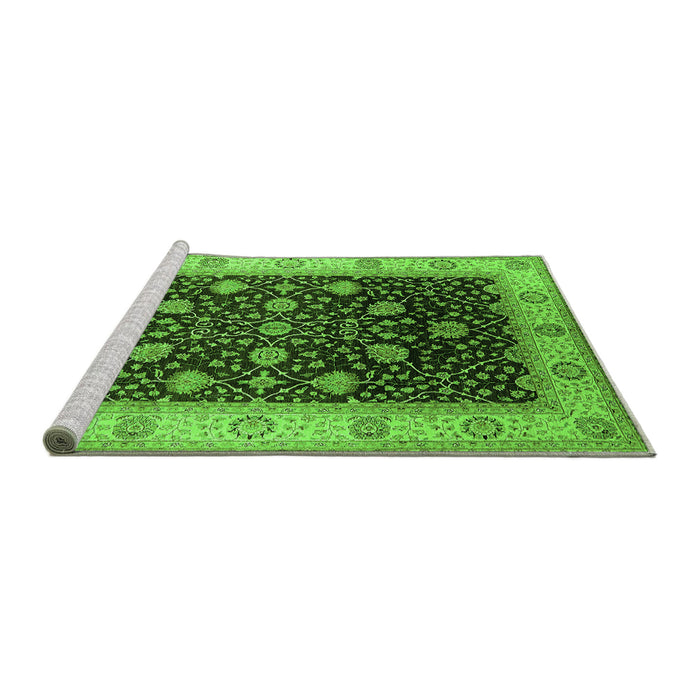 Sideview of Machine Washable Oriental Green Industrial Area Rugs, wshurb3209grn
