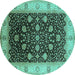 Round Oriental Turquoise Industrial Rug, urb3209turq