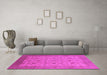 Machine Washable Oriental Pink Industrial Rug in a Living Room, wshurb3210pnk