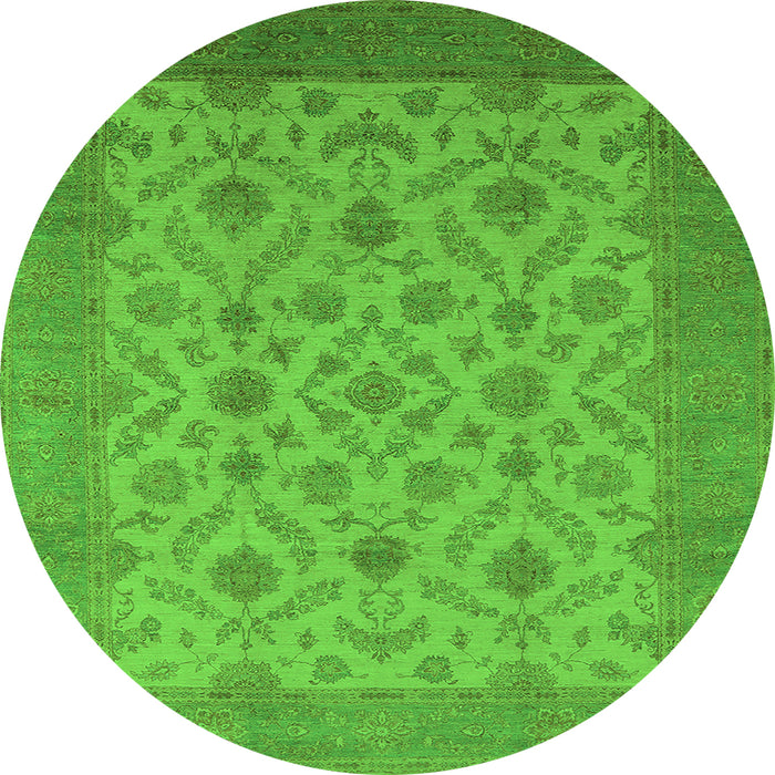 Round Oriental Green Industrial Rug, urb3210grn