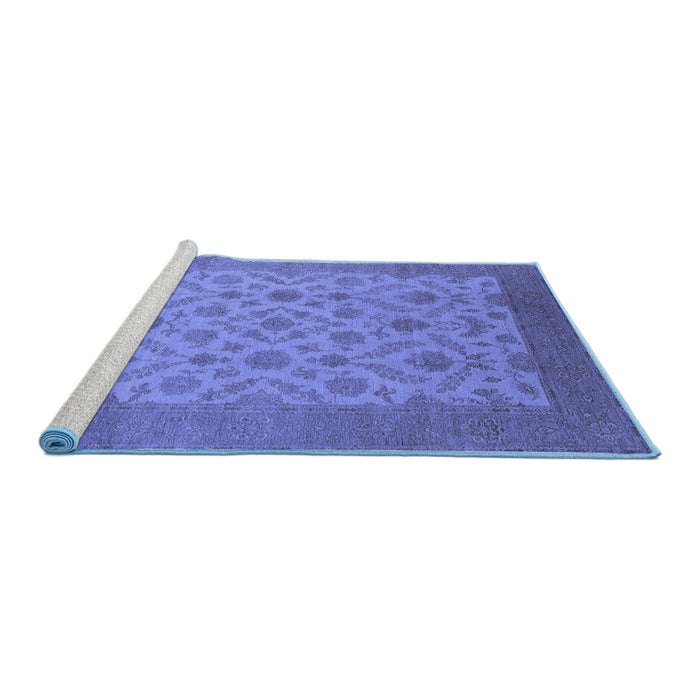 Sideview of Machine Washable Oriental Blue Industrial Rug, wshurb3210blu