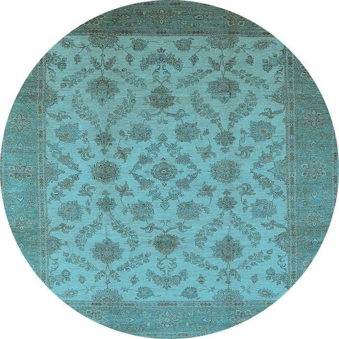 Round Oriental Light Blue Industrial Rug, urb3210lblu