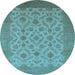 Round Oriental Light Blue Industrial Rug, urb3210lblu