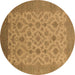 Round Oriental Brown Industrial Rug, urb3210brn