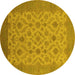 Round Oriental Yellow Industrial Rug, urb3210yw