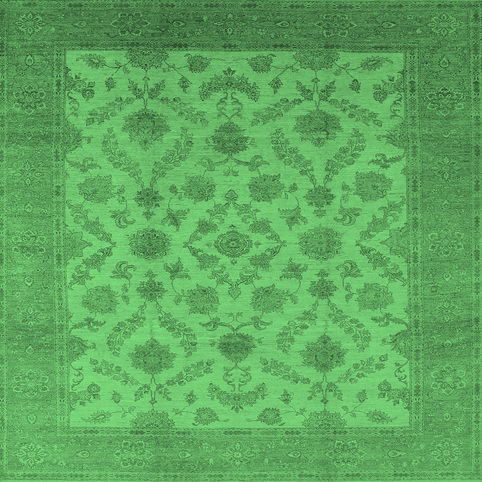Square Machine Washable Oriental Emerald Green Industrial Area Rugs, wshurb3210emgrn
