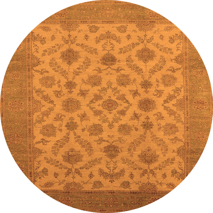 Round Oriental Orange Industrial Rug, urb3210org