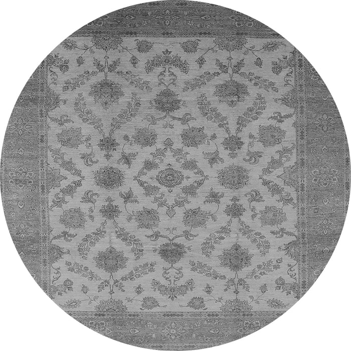 Round Machine Washable Oriental Gray Industrial Rug, wshurb3210gry