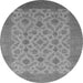 Round Machine Washable Oriental Gray Industrial Rug, wshurb3210gry