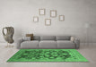 Machine Washable Oriental Emerald Green Industrial Area Rugs in a Living Room,, wshurb3211emgrn