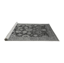 Sideview of Machine Washable Oriental Gray Industrial Rug, wshurb3211gry