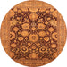 Round Machine Washable Oriental Orange Industrial Area Rugs, wshurb3211org