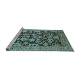 Sideview of Machine Washable Oriental Light Blue Industrial Rug, wshurb3211lblu