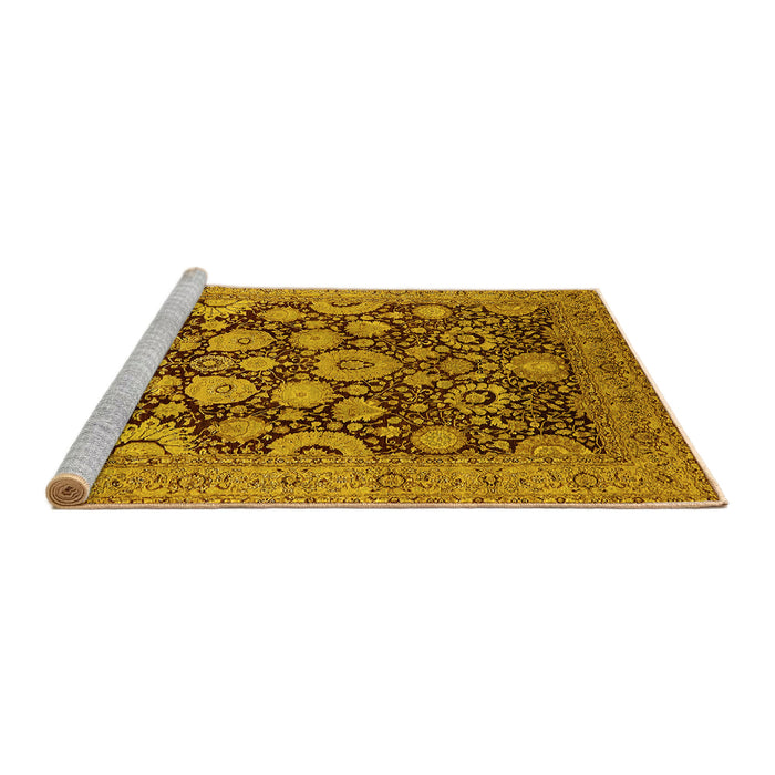 Sideview of Machine Washable Oriental Yellow Industrial Rug, wshurb3211yw