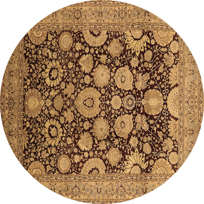 Round Machine Washable Oriental Brown Industrial Rug, wshurb3211brn