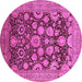 Round Machine Washable Oriental Pink Industrial Rug, wshurb3211pnk