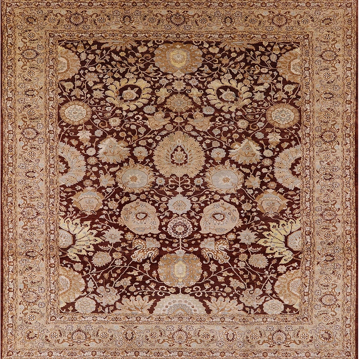 Square Machine Washable Industrial Modern Saffron Red Rug, wshurb3211