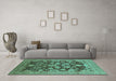 Machine Washable Oriental Turquoise Industrial Area Rugs in a Living Room,, wshurb3211turq