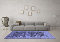 Machine Washable Oriental Blue Industrial Rug, wshurb3211blu