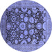 Round Oriental Blue Industrial Rug, urb3211blu