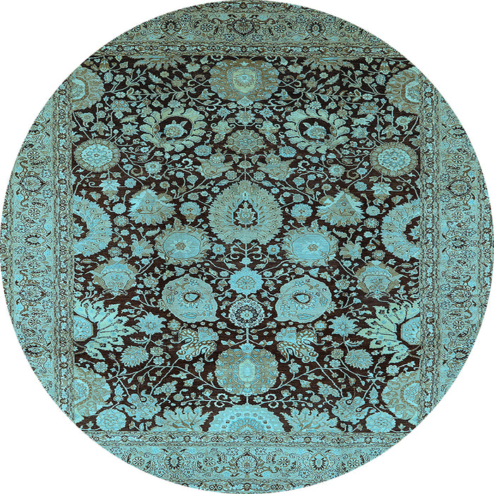 Round Oriental Light Blue Industrial Rug, urb3211lblu