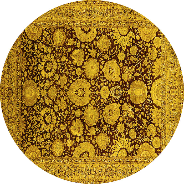 Round Oriental Yellow Industrial Rug, urb3211yw