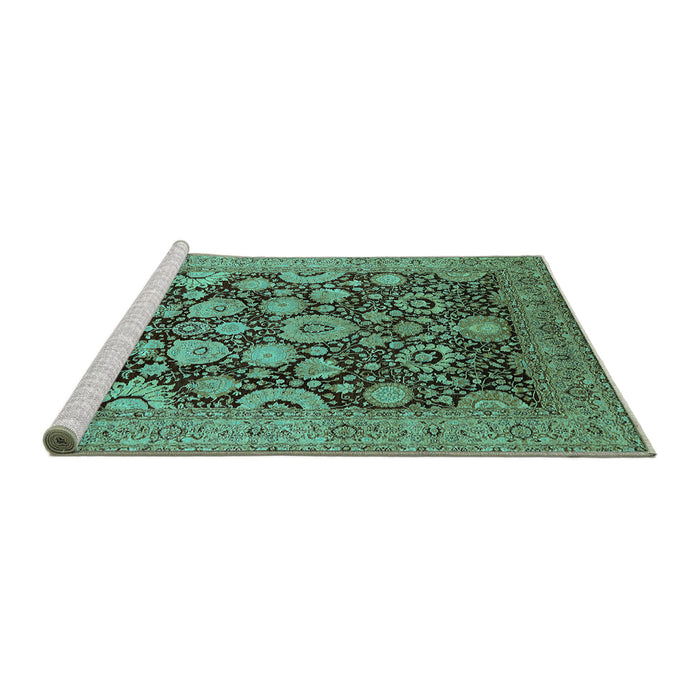 Sideview of Machine Washable Oriental Turquoise Industrial Area Rugs, wshurb3211turq