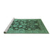 Sideview of Machine Washable Oriental Turquoise Industrial Area Rugs, wshurb3211turq