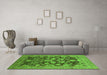 Machine Washable Oriental Green Industrial Area Rugs in a Living Room,, wshurb3211grn