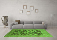 Machine Washable Oriental Green Industrial Rug, wshurb3211grn