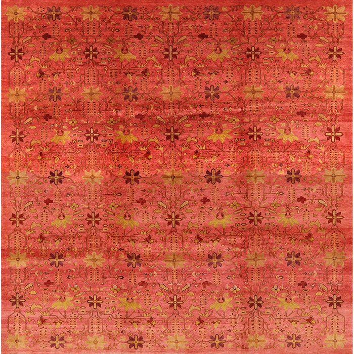 Square Mid-Century Modern Red Oriental Rug, urb3212