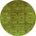 Round Oriental Green Industrial Rug, urb3212grn